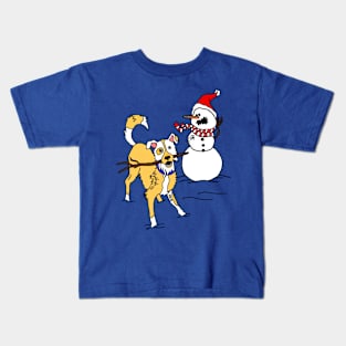 Rough Play Snowman and Dog Kids T-Shirt